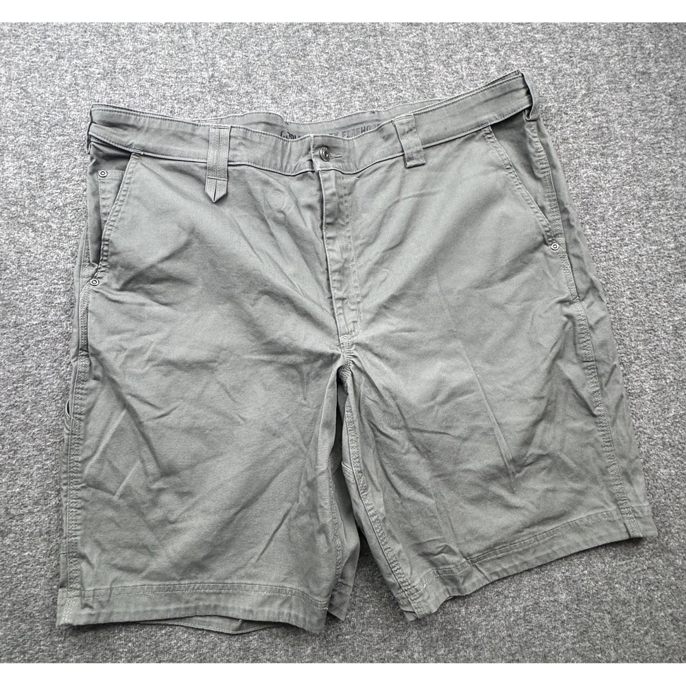 Duluth Trading Coolmax Flex Firehose Mens Sz 44 Gray Cargo Chino Shorts 11" Ins